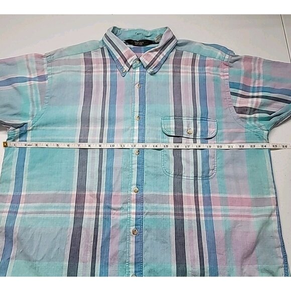 VTG WOOLRICH Mens Madras Plaid Short Sleeve Button Down Shirt Size XL Colorful - Picture 5 of 16